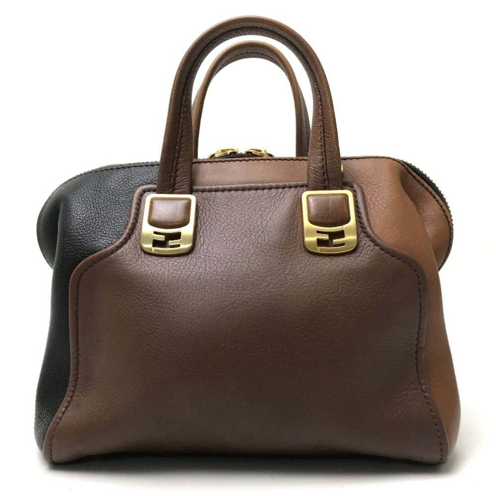 FENDI 8BL117 Chameleon Bag, 2-Way Shoulder/Handbag, Leather, Women's, Brown - Picture 2 of 10